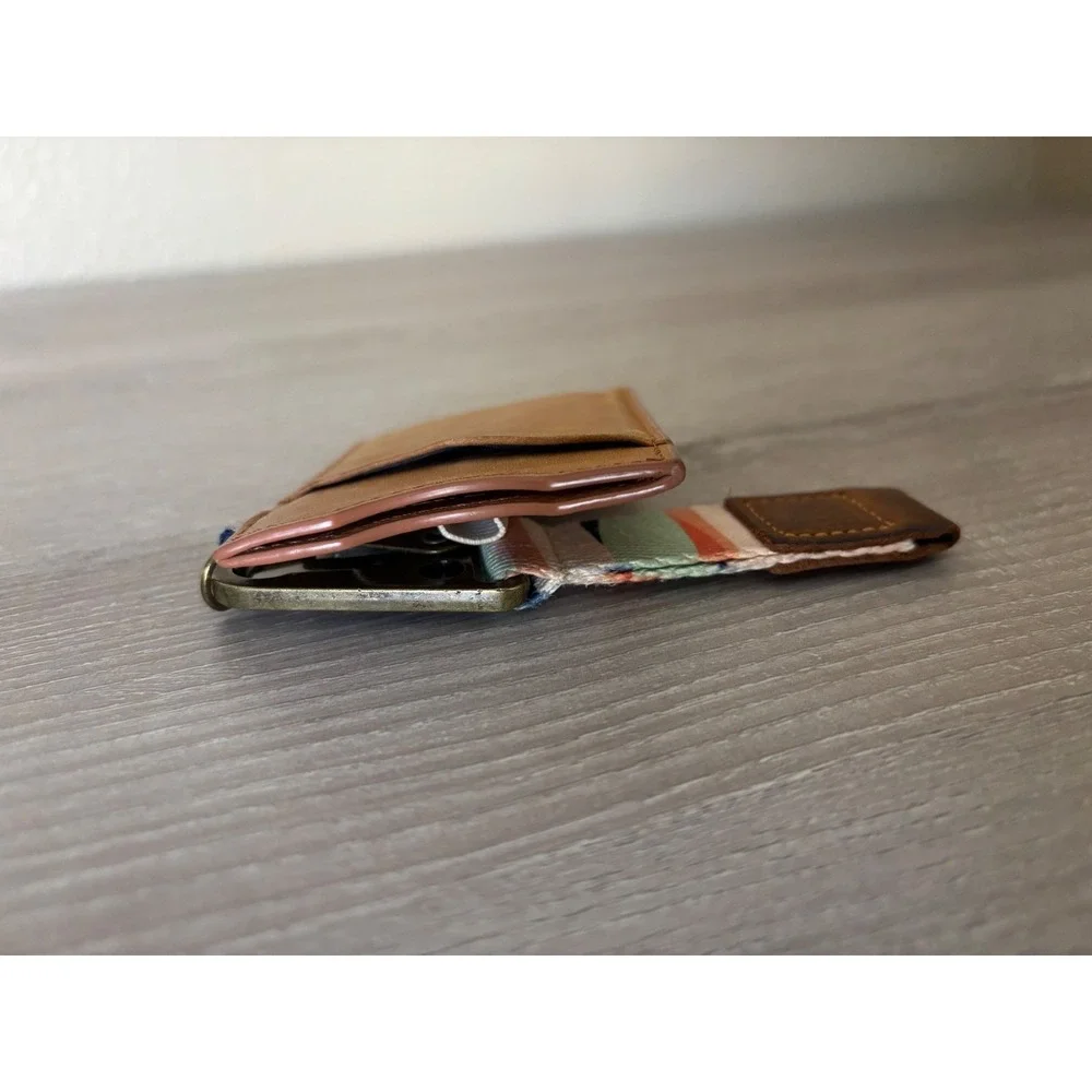 Thread Wallets Elastic Card Holder‎ with Wristlet Lanyard Leather Wave Gorp